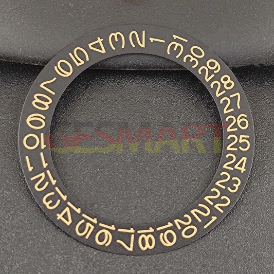 Yellow date disk overlay for NH35 NH36 watch movement on black background.