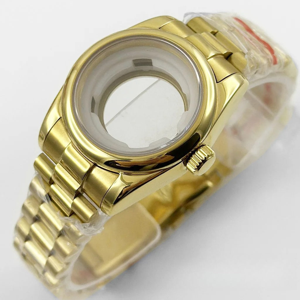 31MM Round Bezel Sapphire Glass Presidential bracelet Watch Case for NH05 NH06