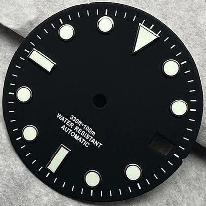 28.5Mm Black Watch Dial For NH35 NH36 4R35 4R36 Movement White Font