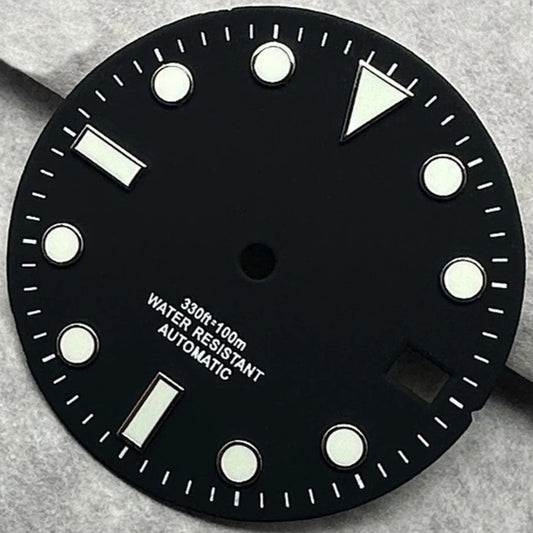 28.5Mm Black Watch Dial For NH35 NH36 4R35 4R36 Movement White Font