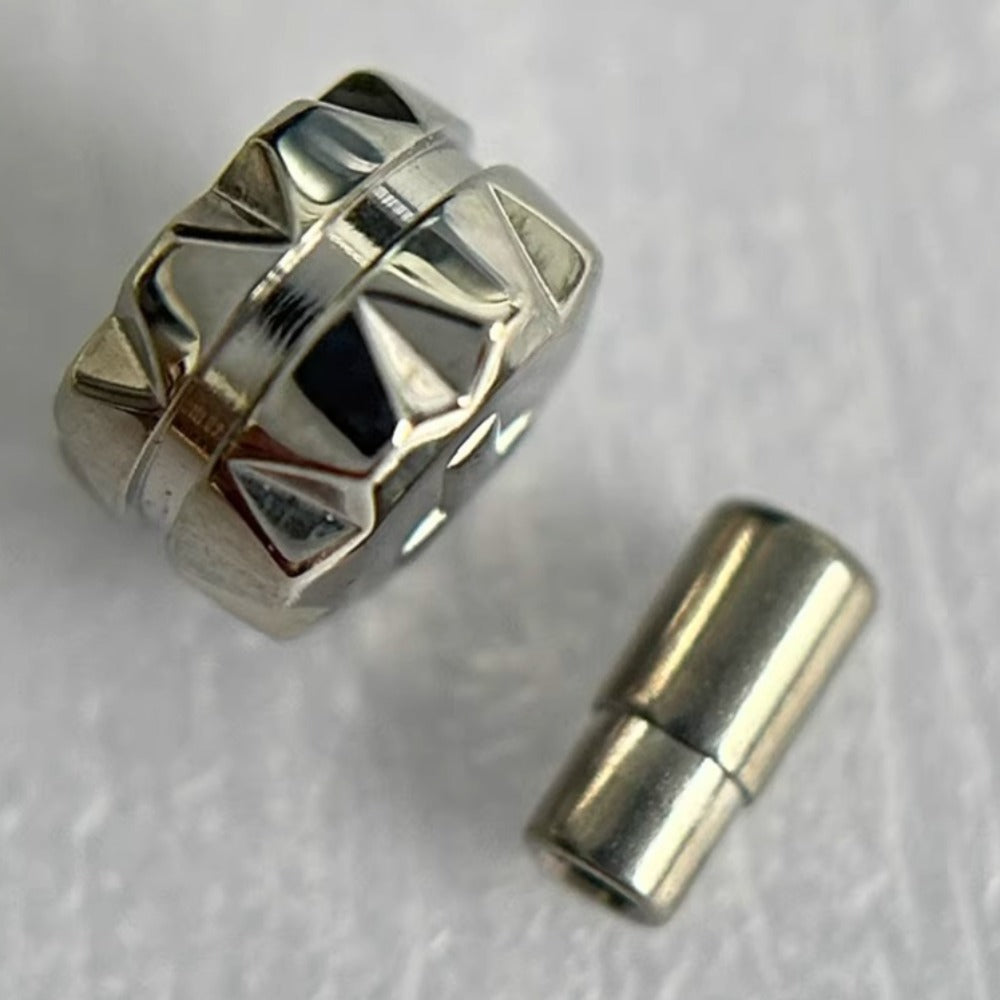 Silver polished steel watch crown for Tissot T024417, durable replacement part for repairs.