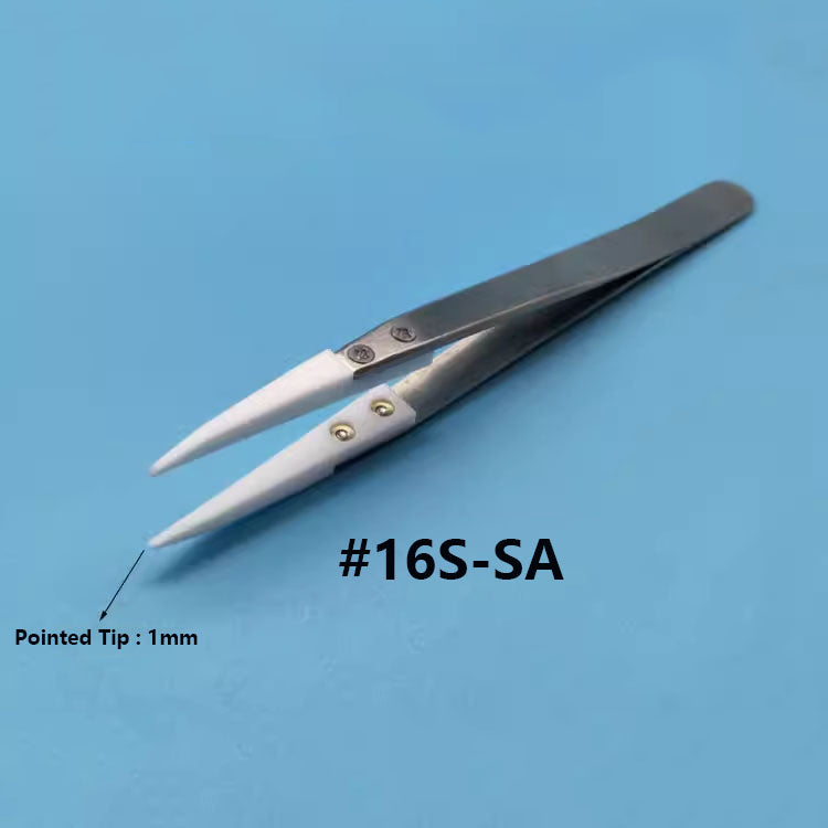 PTFE anti-static tweezers resistant to acid, alkali, and high temperatures for precise watch accessory handling.
