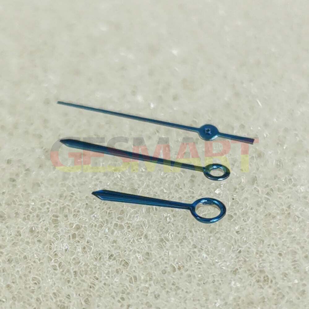 Blue polished NO Lume watch hands, compatible with NH35/NH36/4R/7S 8215 movements, sleek design for precision.