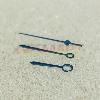 Blue polished NO Lume watch hands, compatible with NH35/NH36/4R/7S 8215 movements, sleek design for precision.