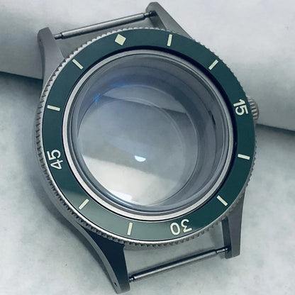 40mm Titanium Watch Case Lume Bezel Double Domed Coated AR Fit NH34/35/36 4R35