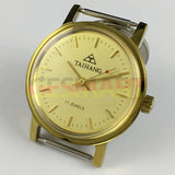 37mm TAIHANG Manual Mechanical Watch Round Golden Case Yellow Dial Golden Nail