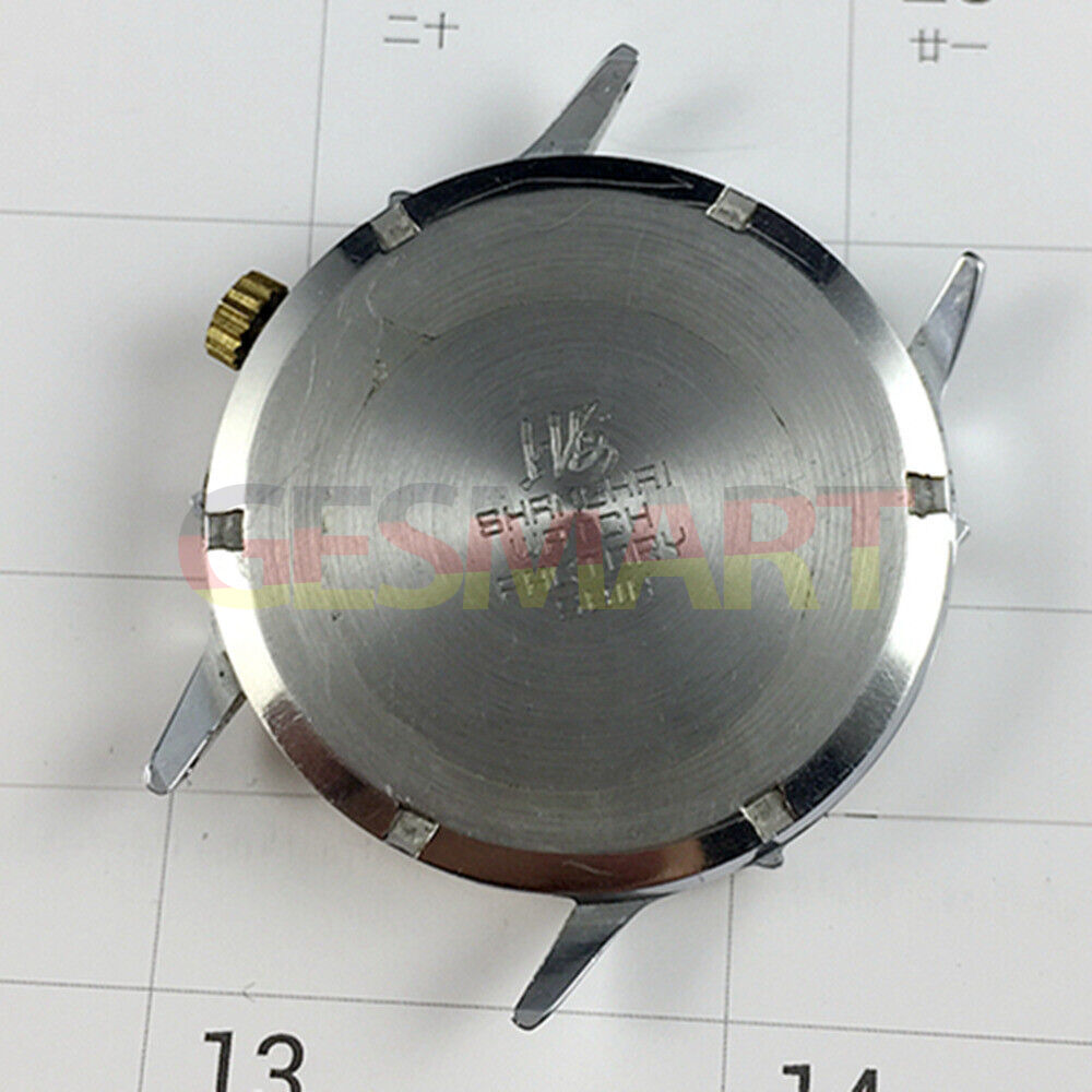 Shanghai Jinji 37mm manual mechanical watch with 17 jewels and shock-resistant gold accents.