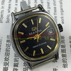 26mm Black Case Seagull Manual Mechanical Lady Watch Single Calendar Golden Nail