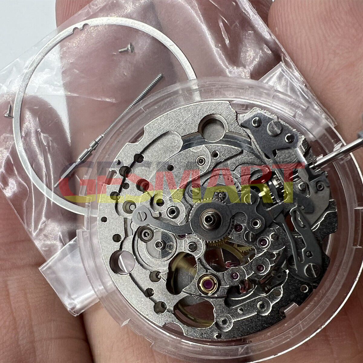 Miyota 82S0 silver plated automatic mechanical movement showcasing intricate hollow design by Miyota Japan.