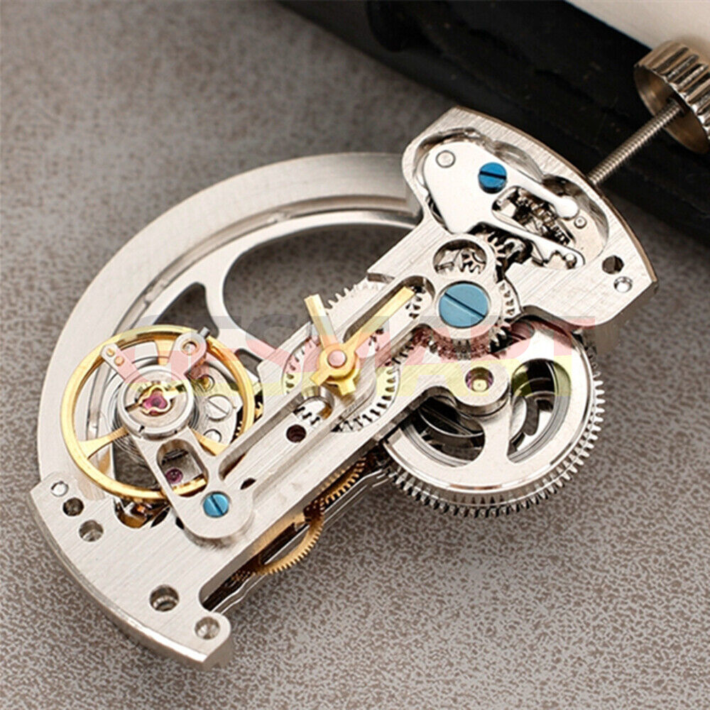 Asian LG0807 silver rectangular watch balance wheel showcasing automatic mechanical movement detail.