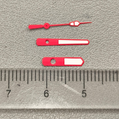 2 Sets Red Trim White Painted Watch Hands Green Lume for NH35 NH36 7S26 7S36