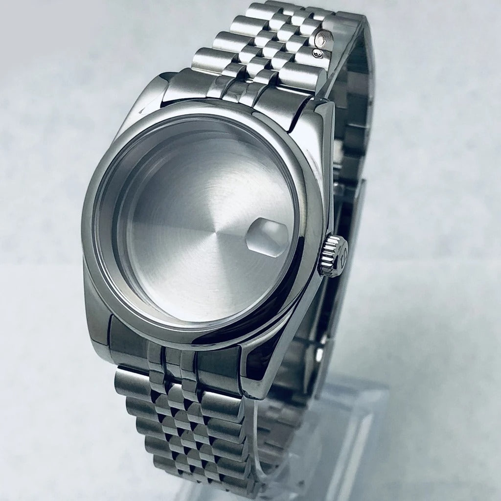 36/40mm Steel Watch Case Sapphire For NH34 NH35 NH36 ETA2824 PT5000 S Crown