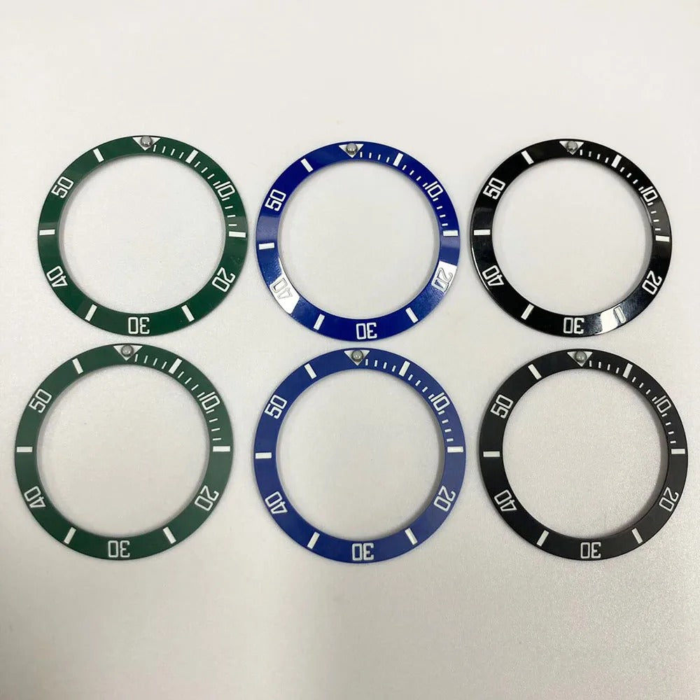 Sloping 40x31.8mm ceramic bezel insert with super luminous feature for divers watches replacement.