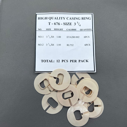 Set of 12 2-line watch movement case spacers, size 3.75, for precise accessory fitting.