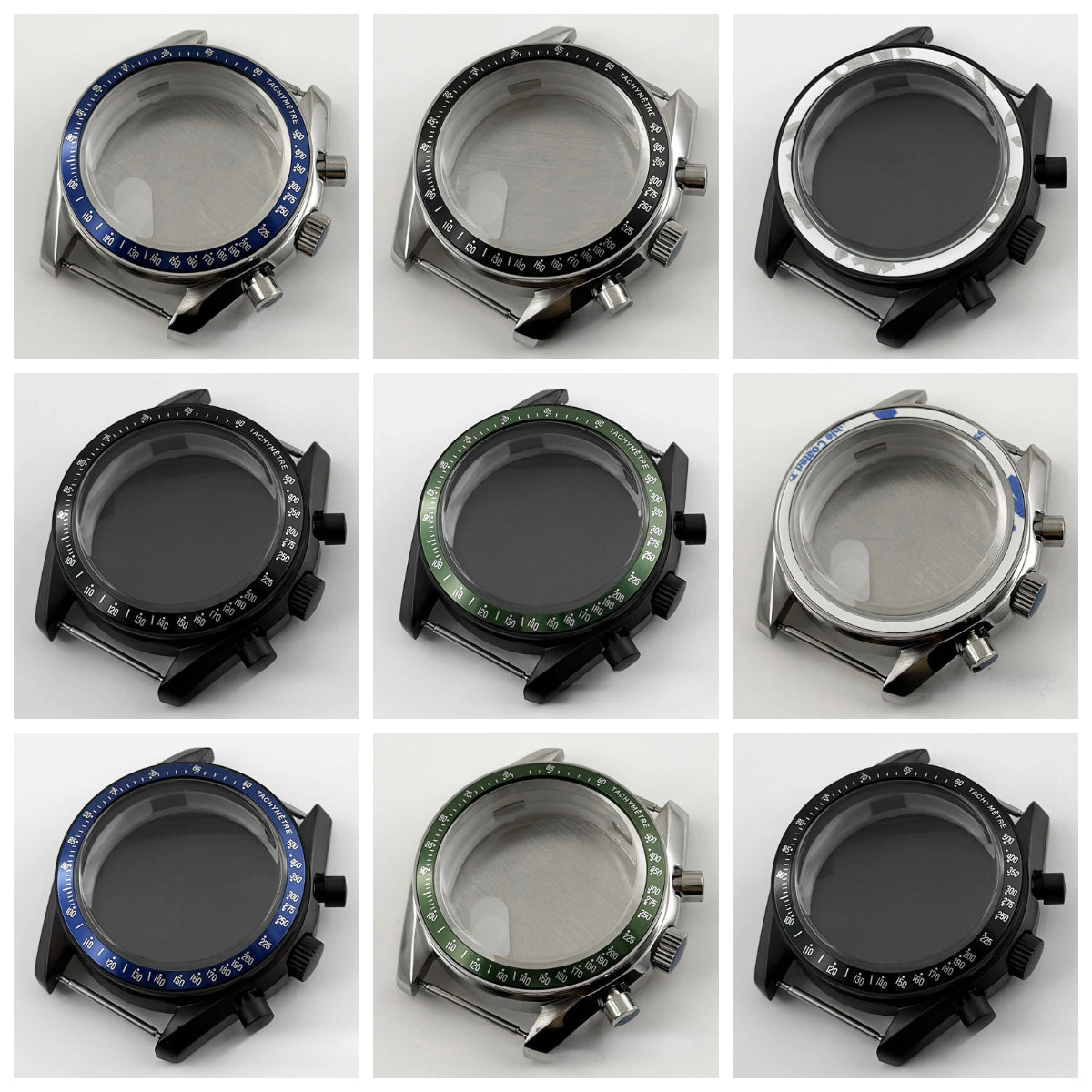 PVD Black 40mm Men's Watches Metal Watch Case For VK63 VK64 for 20mm Strap