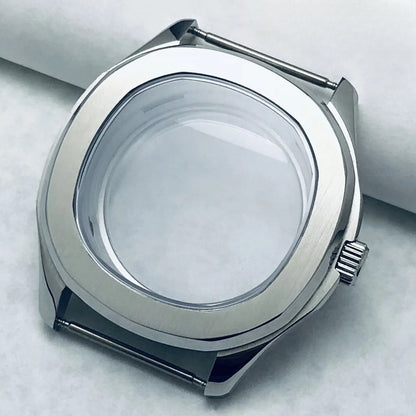 42mm Silver Watch Case Sapphire Glass Rubber Strap For NH35/34 NH36/38 NH70 NH72