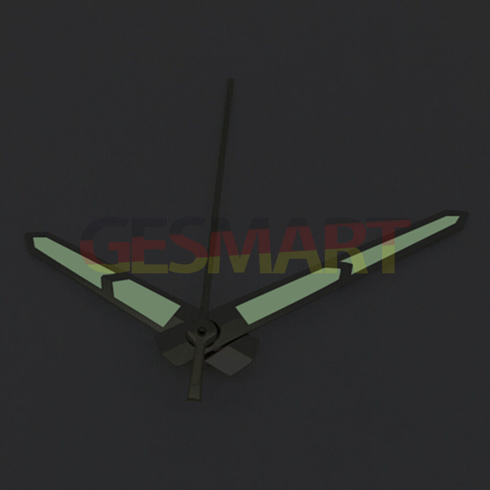 Green luminous watch hands with silver trim, compatible with Asian 8215/2813 & Miyota 8N24 movements for accurate timekeeping.