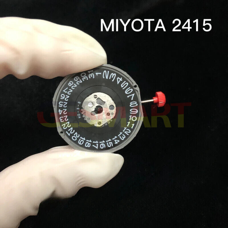 MIYOTA 2415 black disk date watch movement, original Japanese quartz mechanism for precise timekeeping