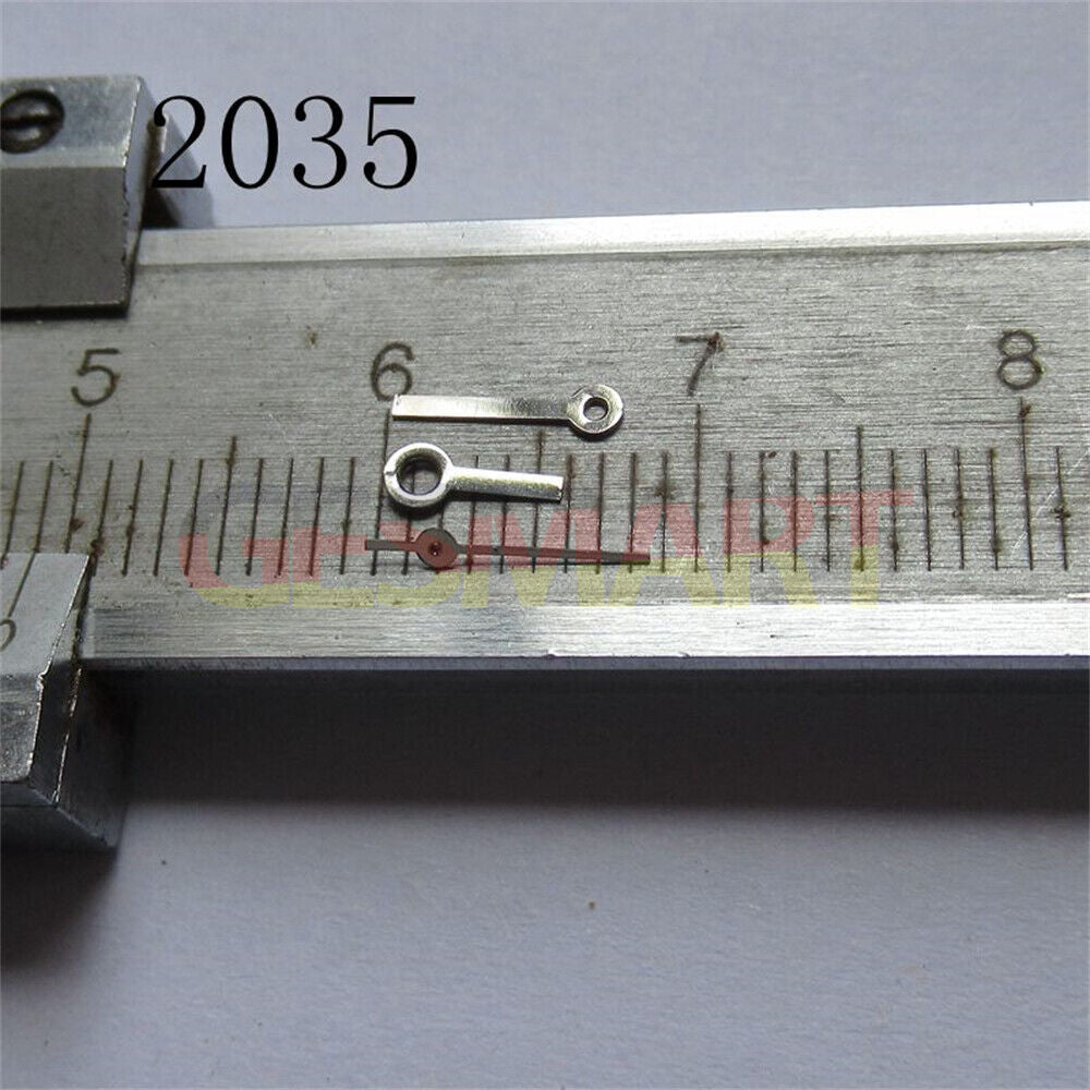 Square head silver watch hands set compatible with Miyota 2035 2115 2105 2305 movements.