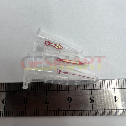 Red Fork watch hands with green lume and red trim, compatible with NH35 NH36 SKX007 SBBN models by Red Fork.