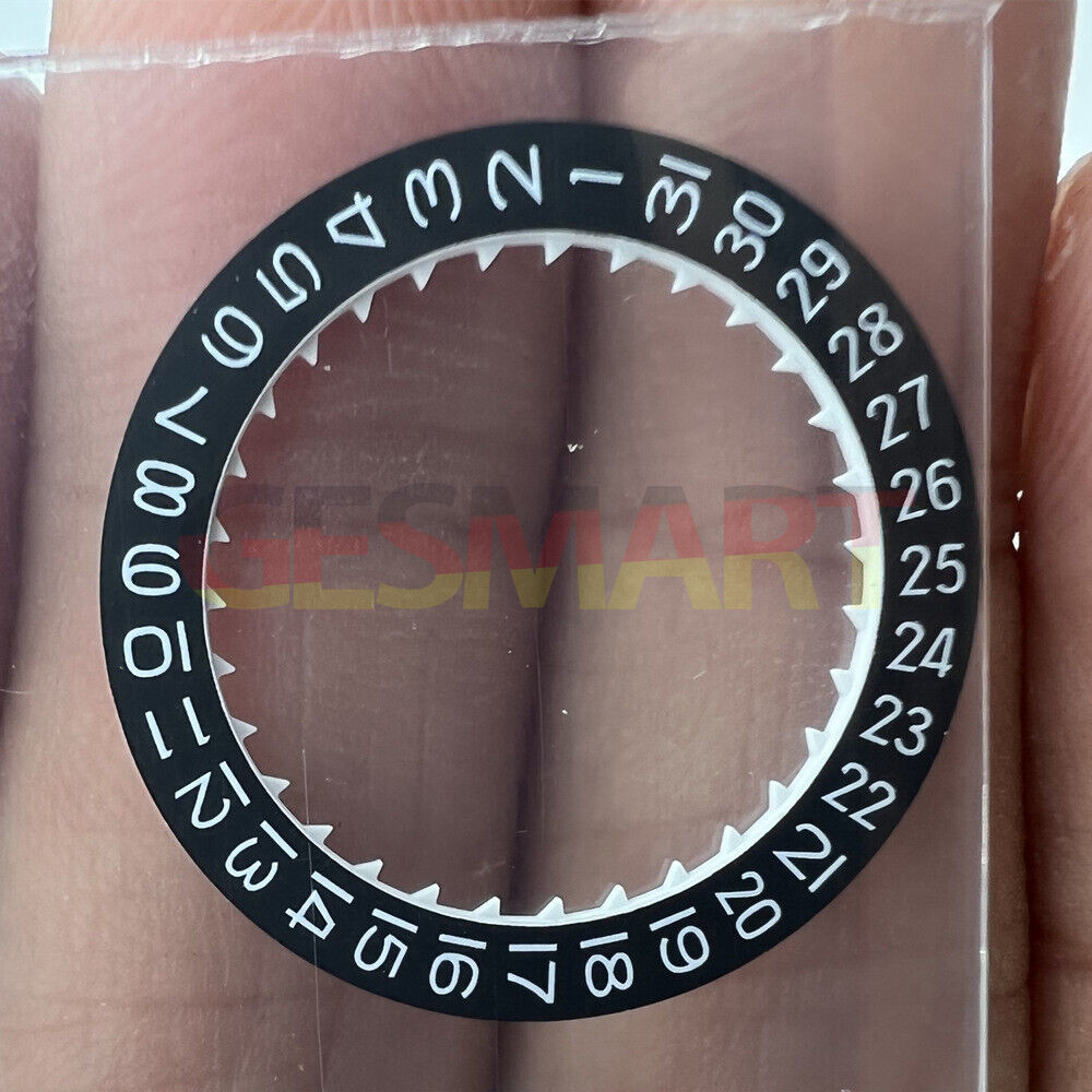 Black date disk wheel showing dates at 3 o'clock position, compatible with Miyota 8215 movement, generic part.
