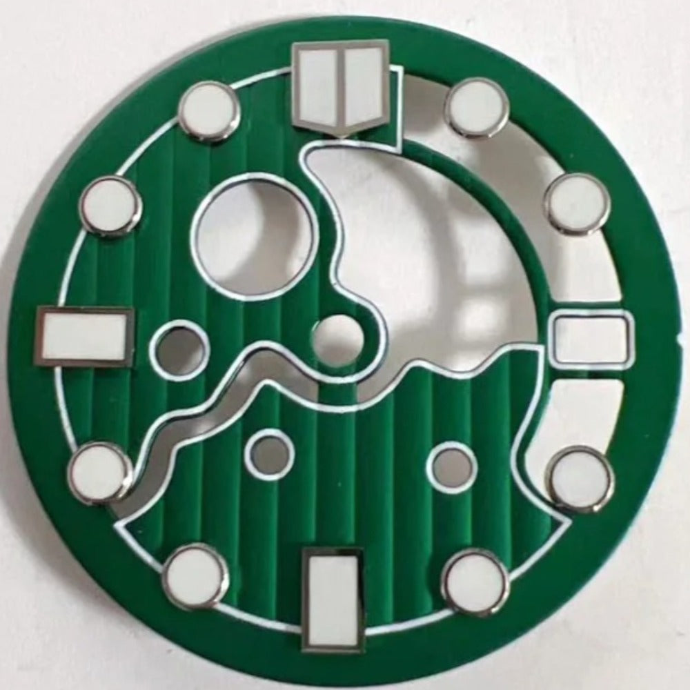 28.5mm Green Vertical Texture Hollow Lume Watch Dial for NH35/NH36 Movement