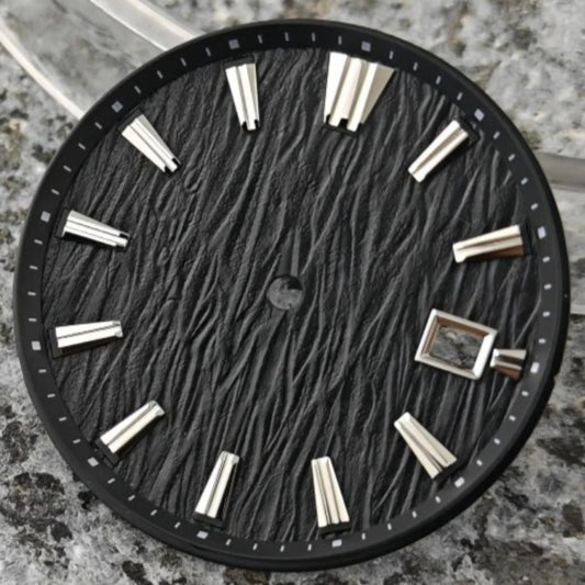 32.3mm Black Modified Vertical Grain Watch Dial for NH35 NH36 No Logo No Lume