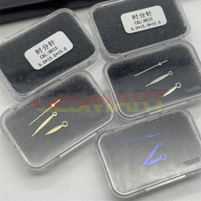 1. Three-piece men?s watch hand set with hour, minute, and second hands for Miyota 9015 movement.  