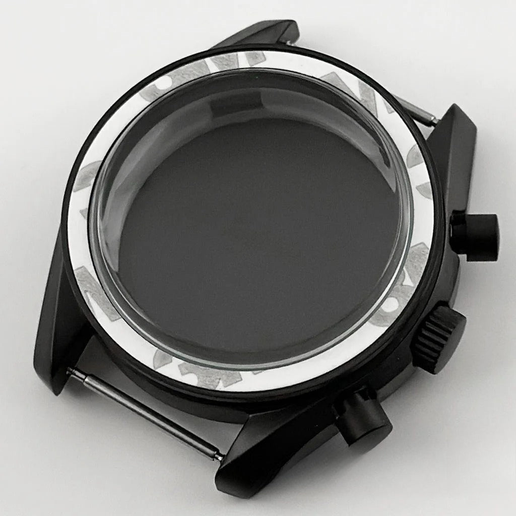 PVD Black 40mm Men's Watches Metal Watch Case For VK63 VK64 for 20mm Strap