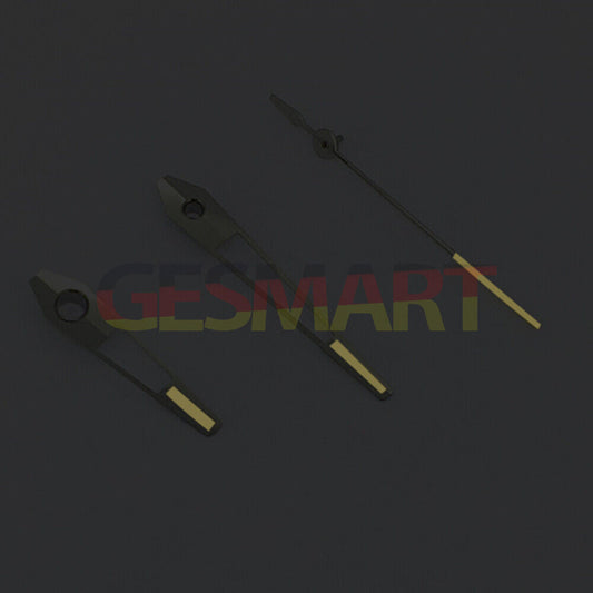 Yellow luminous watch hands with silver trim for China Made 8215/2813 and Miyota 8N24 movement accessories.