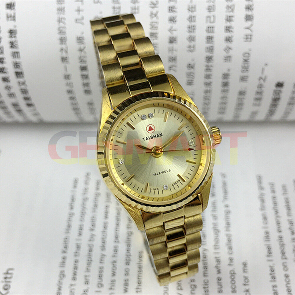 TAISHAN 27mm manual mechanical lady watch with elegant diamond markers, ideal for stylish daily wear.
