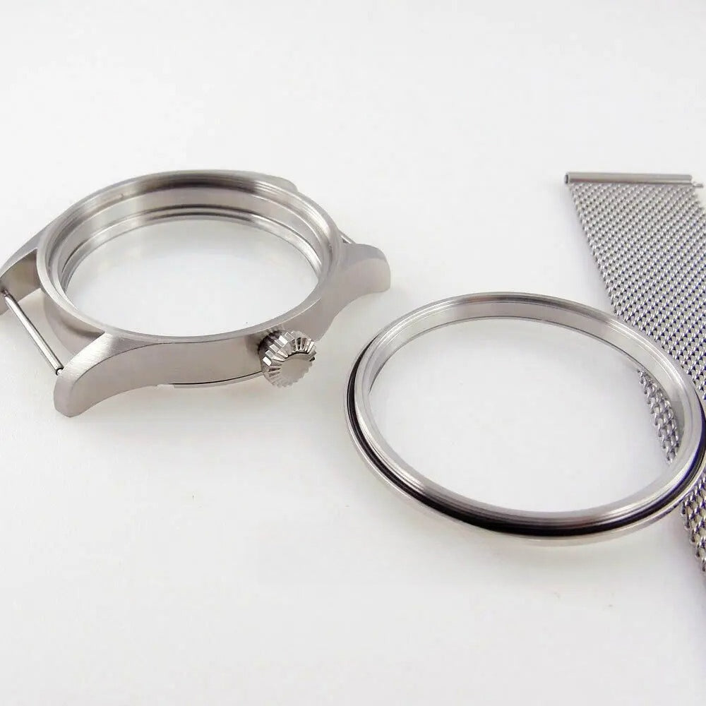Brushed 42mm Sapphire Glass 316L PVD Watch Case fit Seagull ST3600 6497 6498