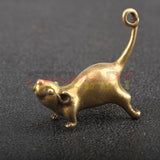 Solid Copper Mouse Trinket Vintage Handmade Hand Carved Bronze Model Figurines