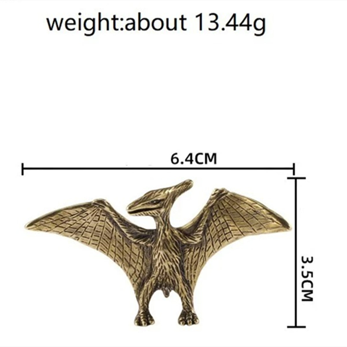 Hand-carved copper Jurassic Pterosaur trinket, vintage bronze collectible accessory for display.