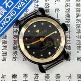 30mm SHANGHAI DIAMOND Manual Mechanical Lady Watch 17 Jews Black Dial Black Case