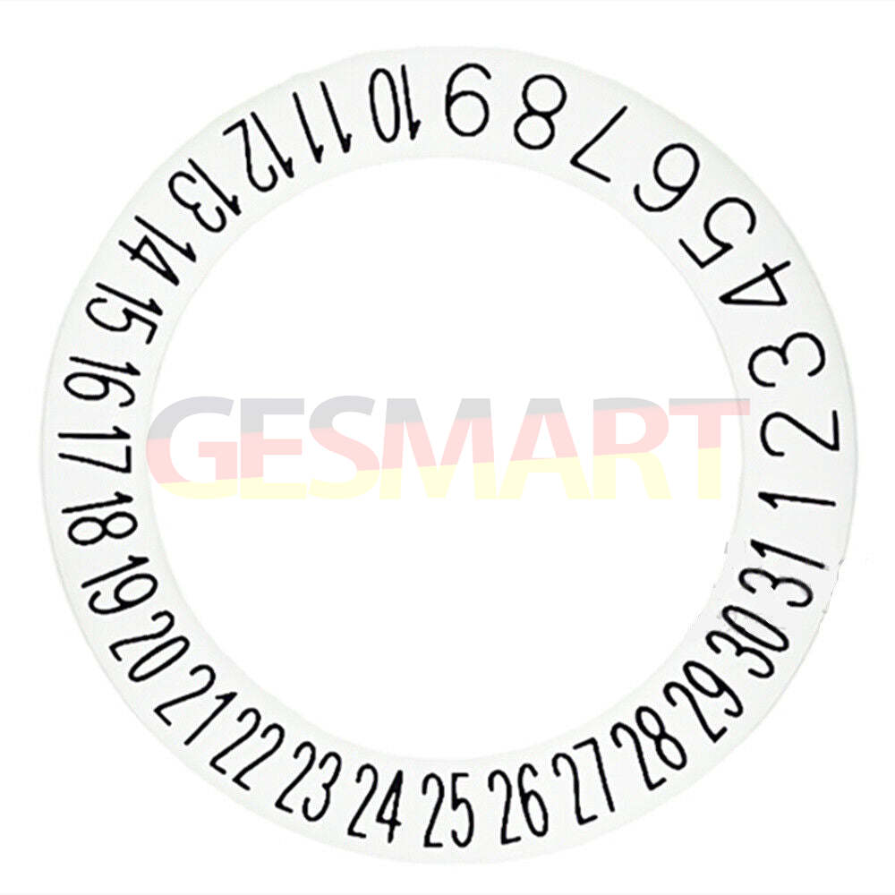 Black date disk wheel for NH35/NH36 movement with date display at 6 o'clock position.