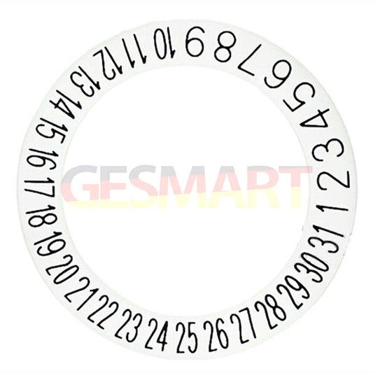 Black date disk wheel for NH35/NH36 movement with date display at 6 o'clock position.