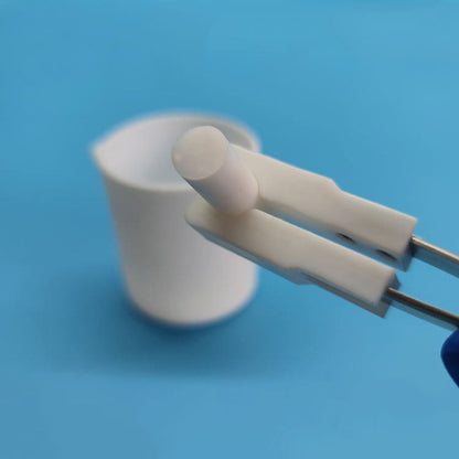 PTFE tweezers with cylinder grip, acid-alkali resistant, ideal for lab and semiconductor research.