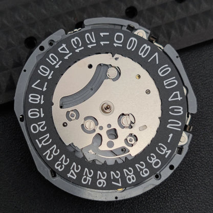 Original Japan Made VK63A quartz watch part with black disk date at 3, single calendar, reliable timekeeping.