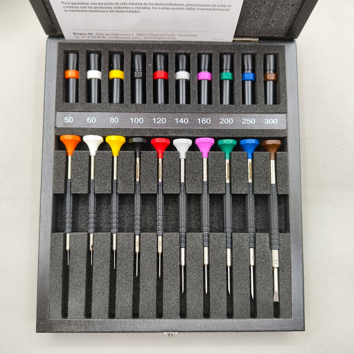 Swiss Bergeon 6899-A10 10 Ergonomic Screwdrivers Steel With Elastomer Membran