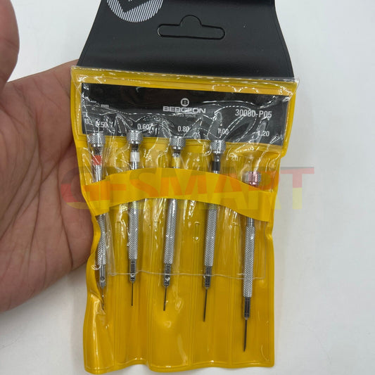 Bergeon 30080-P05 set of 5 precision watchmaker screwdrivers in protective pouch for fine watch repairs