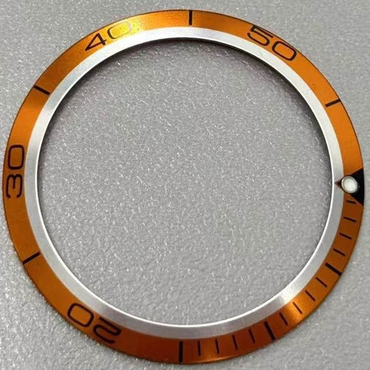 38 mm orangefarbener Uhrenlünetteneinsatz aus Aluminiumlegierung für Omega Seamaster 600 Uhrenteile