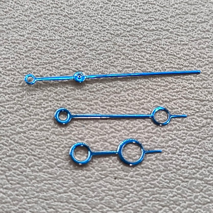 2 Sets Modified 12.5mm Blue Circle Hollow No Lume Watch Hands for NH35/36 NH38 NH72