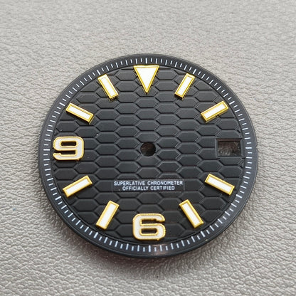 31mm No Logo Black Modified Golden Nail Diving Watch Dial Fit for NH35 NH36