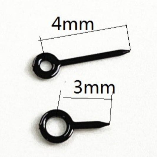 Black 4x3mm watch hands for Ronda 763, 762, 751, 1062, 1063 movements, precise fit accessory.
