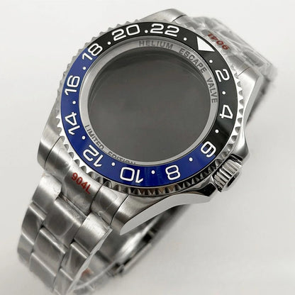 44mm Black Blue GMT Ceramic Bezel Watch Case for Deep SEA for NH34 NH35 NH36