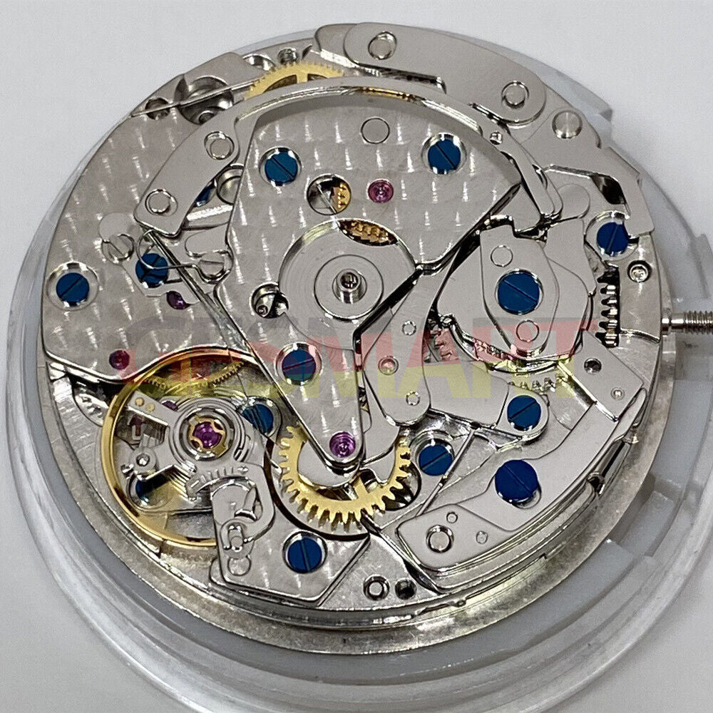 Dandong 7753 automatic watch movement with small seconds at 9 o'clock, precision mechanical component.