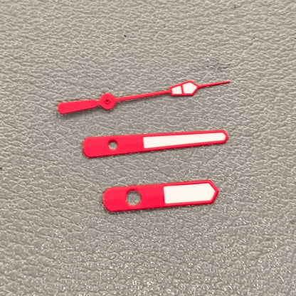 2 Sets Red Trim White Painted Watch Hands Green Lume for NH35 NH36 7S26 7S36