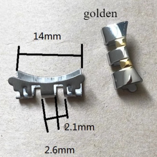 2.6x2.1x14mm Silver+Golden Curved End Links Spring Bars Bracelet Watch Band Strap#369