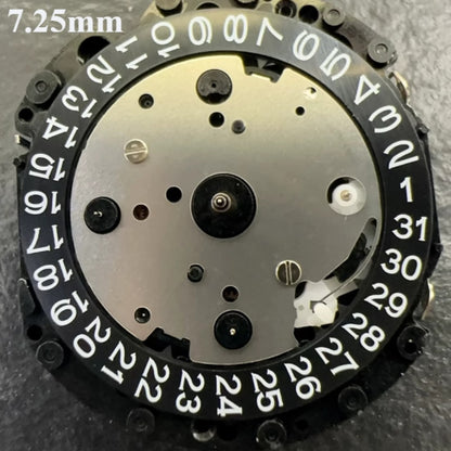 Original Japan-made VD53 quartz movement watch accessory with 7.25mm black disk, HCP3 brand precision.
